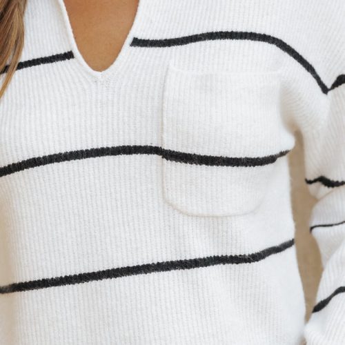 thread and supply ivory striped sweater 883209