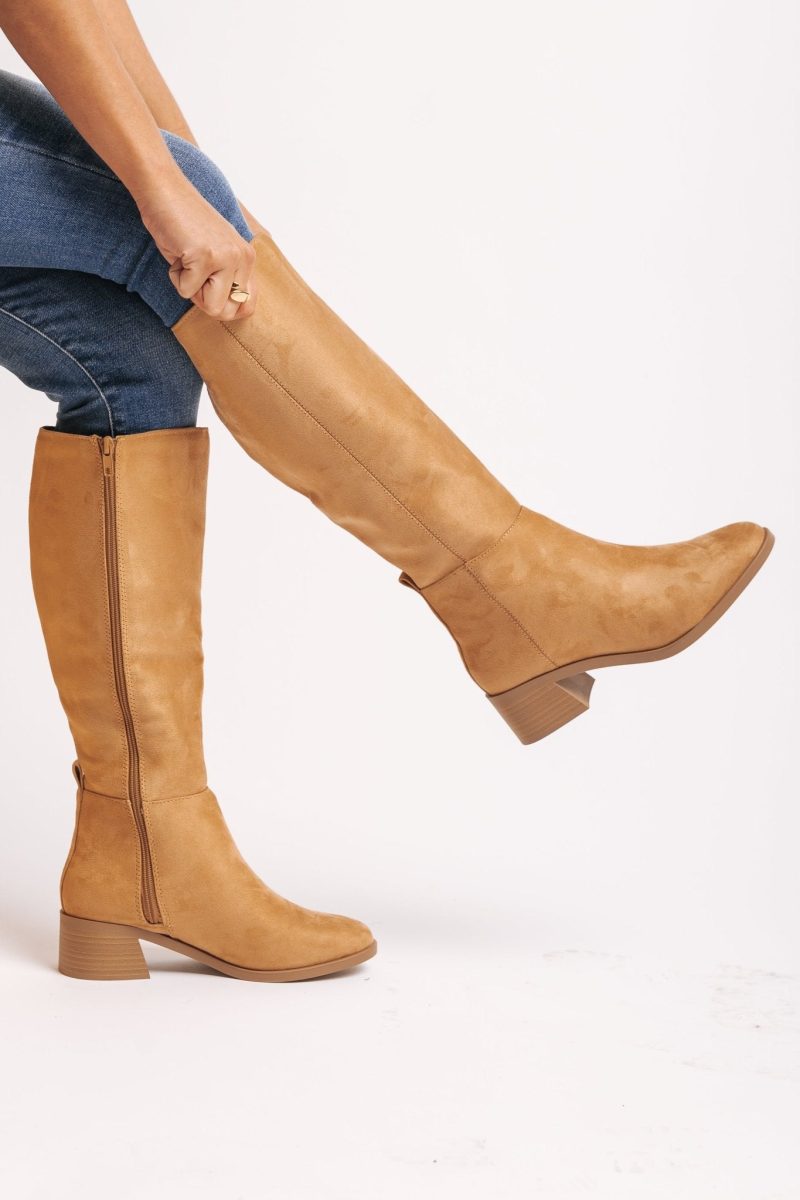 vintage tan suede knee high boots 469504