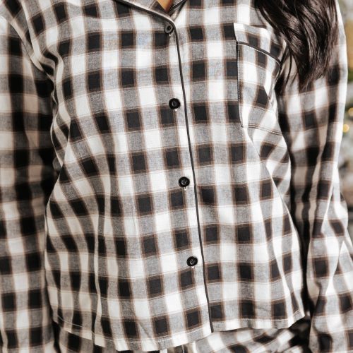 waking up black plaid shirt shorts set 418775