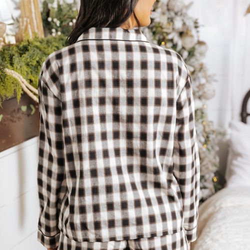 waking up black plaid shirt shorts set 543293