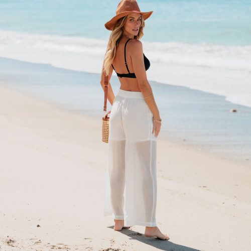 white high waisted cropped wide leg pants 449459