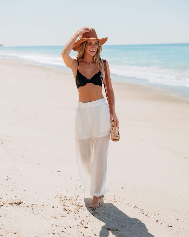 white high waisted cropped wide leg pants 803587