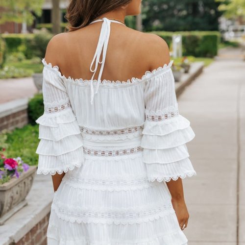 white lace ruffled mini dress 928017