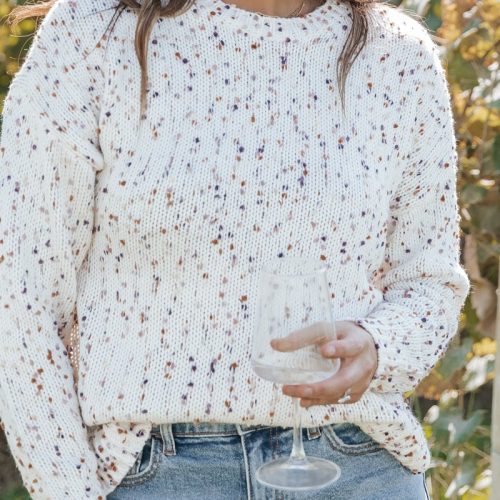 white multi color pom pom pullover sweater 945818