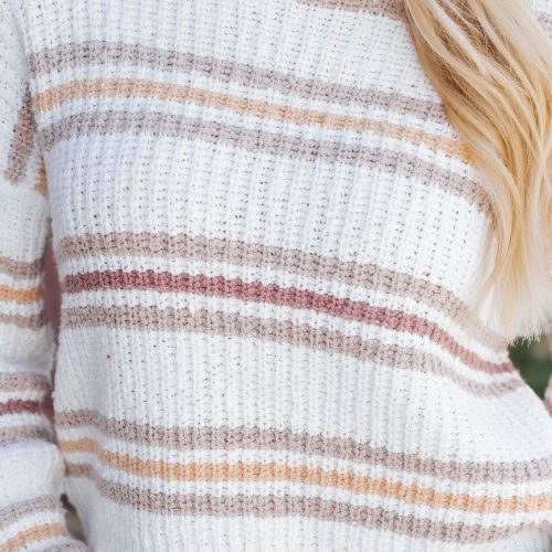 white multi stripe ribbed sweater 106753