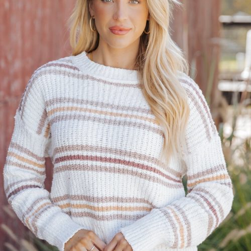 white multi stripe ribbed sweater 415072