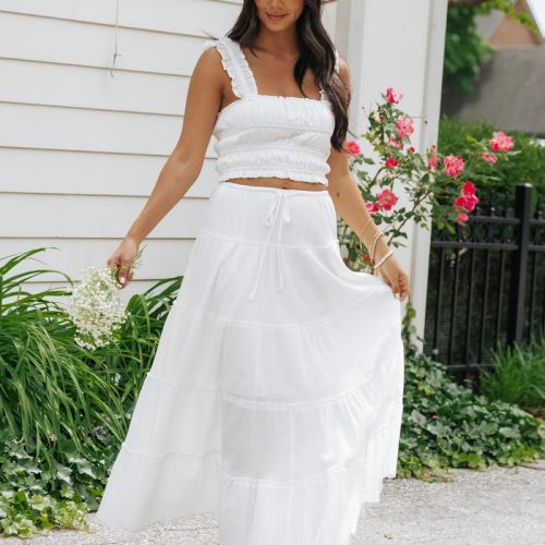 white ruffle smocked tank top 343509