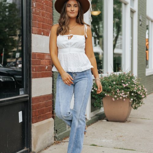 white ruffled eyelet cami top final sale 726433