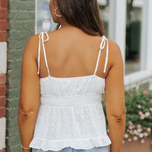 white ruffled eyelet cami top final sale 969966