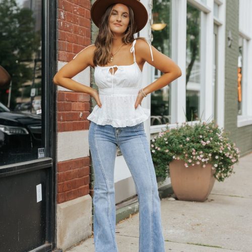 white ruffled eyelet cami top final sale 972822