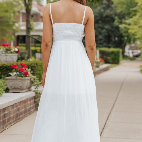 white smocked slit maxi dress final sale 539058