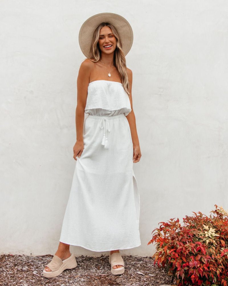 white strapless ruffled maxi dress 322771