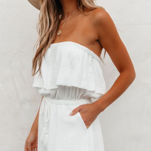 white strapless ruffled maxi dress 967115