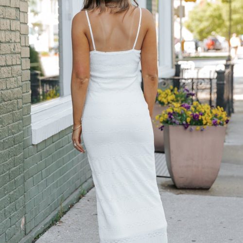 white textured slit maxi dress 147852