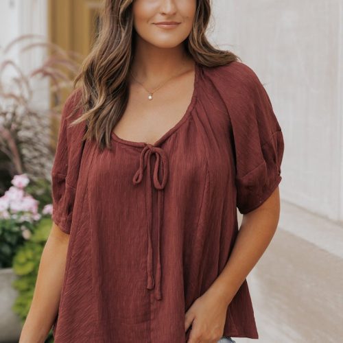 wine textured boho blouse 590079