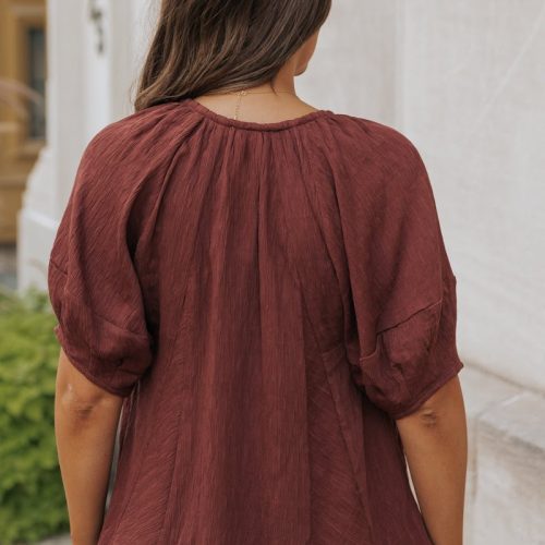 wine textured boho blouse 944370