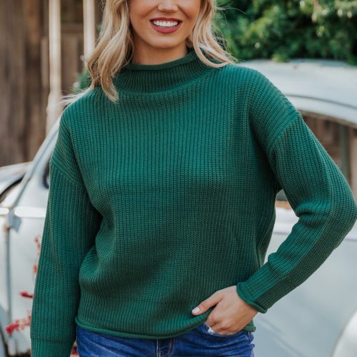 winter wonderland green mock neck sweater final sale 397833