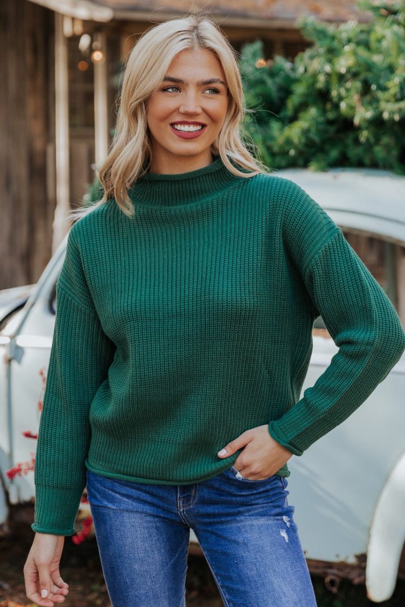 winter wonderland green mock neck sweater final sale 397833