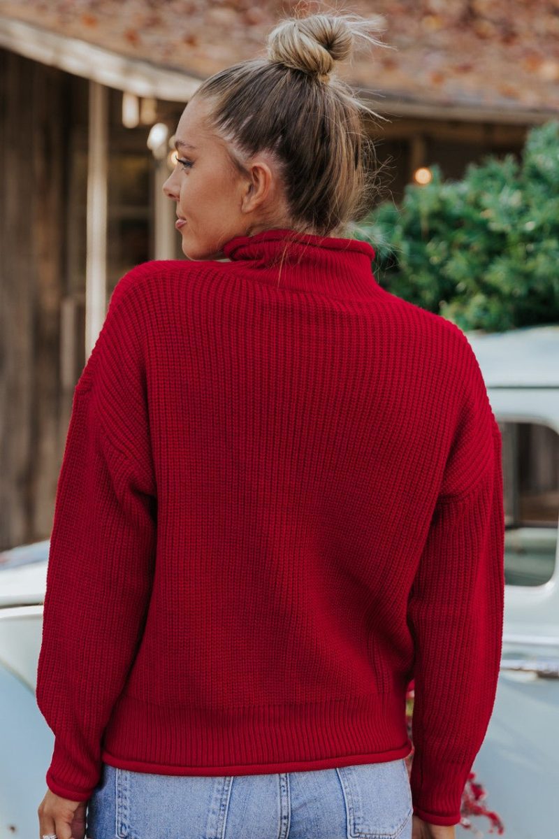 winter wonderland red mock neck sweater final sale 369146