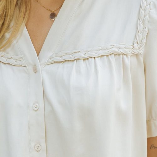 yours to cherish braided button down top 349267