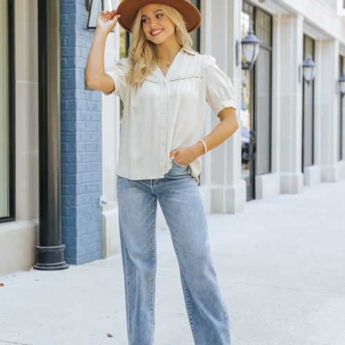 yours to cherish braided button down top 583096